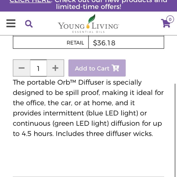 Young Living Orb Portable Oil Diffuser - Picture 2 of 7